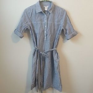 Blue and White Striped Shirt Dress (With Pockets!)